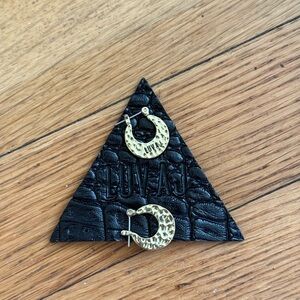 NWOT Luv Aj Textured Gold Crescent Earrings
